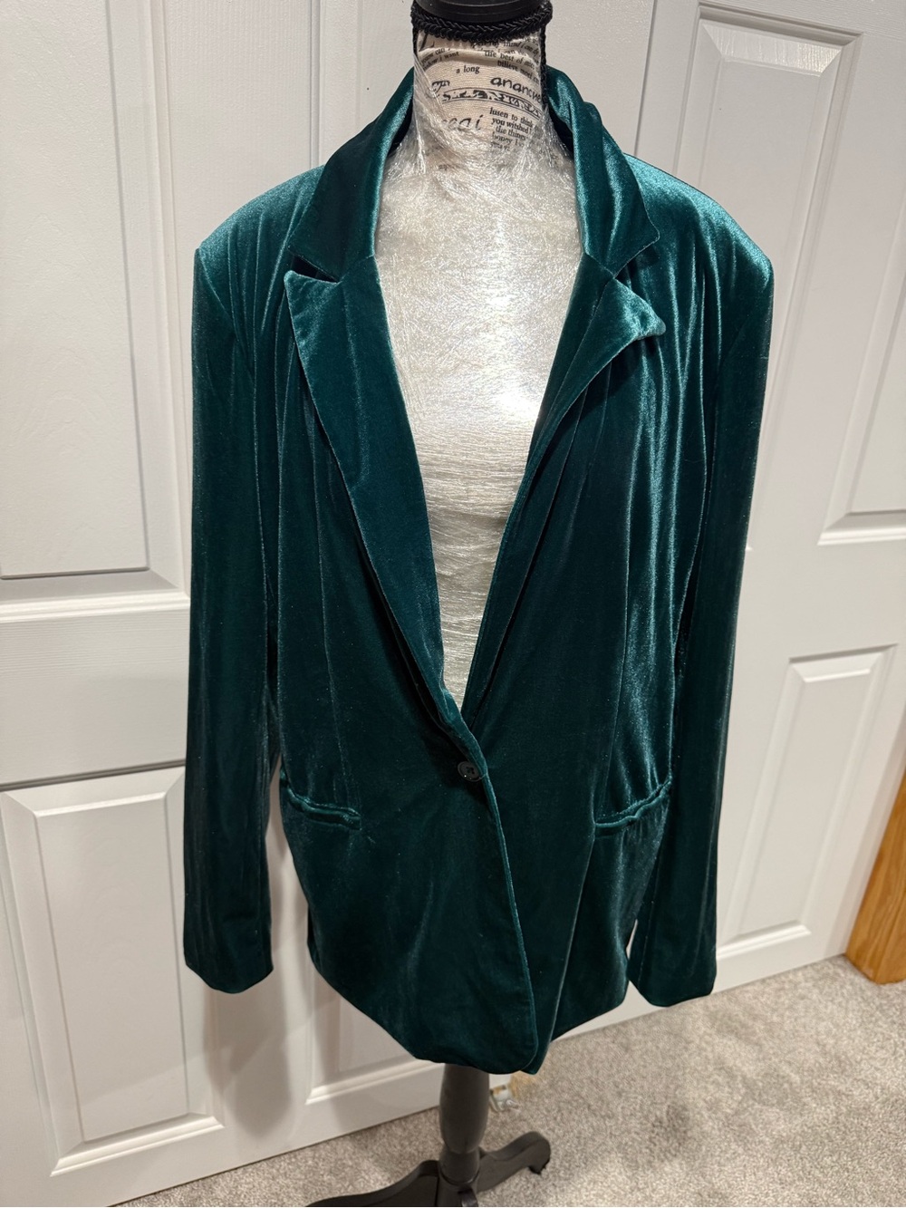 Nine West Emerald Green Velvet Blazer Jacket
